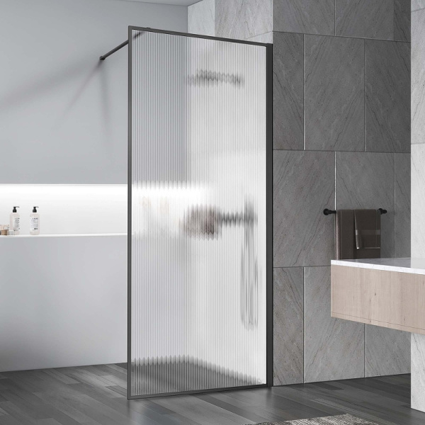 душевая перегородка vincea walk-in 90 vsw-1hp900flgm профиль вороненая сталь, стекло рифленое