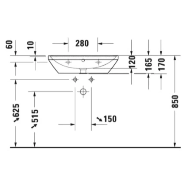 раковина подвесная 65 см duravit d-neo 2366650000, белая