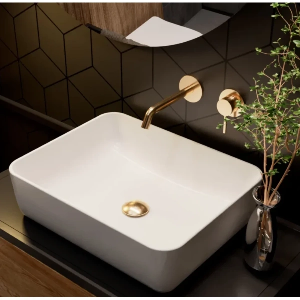 смеситель для раковины aquame siena aqm6215gg встраиваемый, без донного клапана, золотой
