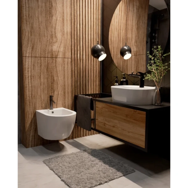 смеситель для биде aquame siena aqm6216gm без донного клапана, оружейная сталь