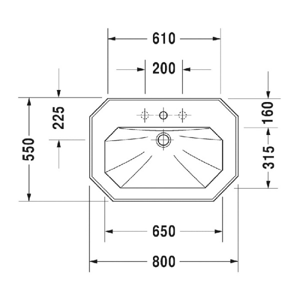 раковина встраиваемая duravit 1930 0438800030 80х55 см, белая