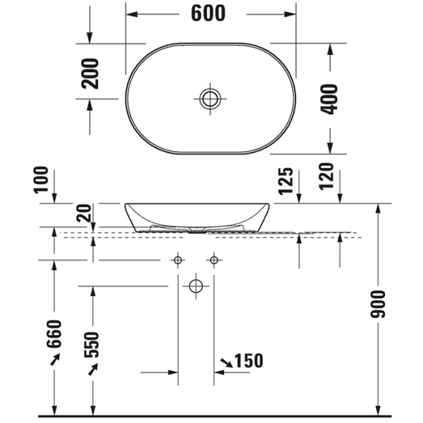раковина duravit d-neo накладная, овал 600х400 мм, без перелива, без отв под смес, белая с покрытием wondergliss