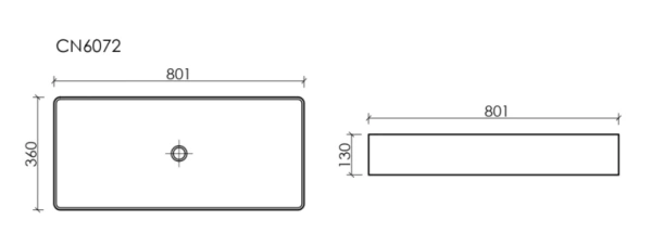 раковина ceramicanova element cn6072mb накладная, 80.1x36 см, черный матовый