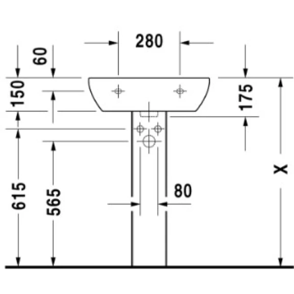 раковина подвесная 55 см duravit d-code 23105500002