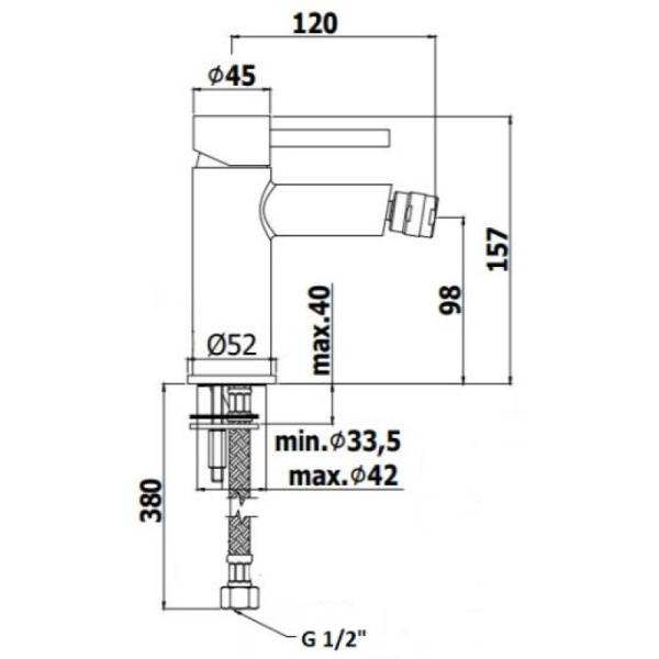 cмеситель paffoni stick sk131hcr для биде, без донного клапана, хром глянцевый