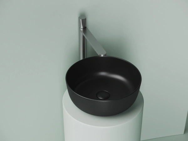 раковина ceramicanova element cn6073mb накладная, ø36 см, черный матовый