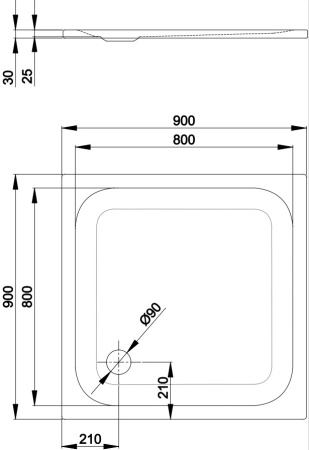 душевой поддон bette betteultra 5930-000 90×90 см , квадратный, белый