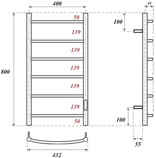 полотенцесушитель point афина pn04848w электрический, 40x80 см, белый