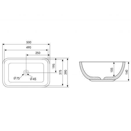 раковина 50x39 см abber rechteck ac2202mbe, цвет светло-бежевый матовый