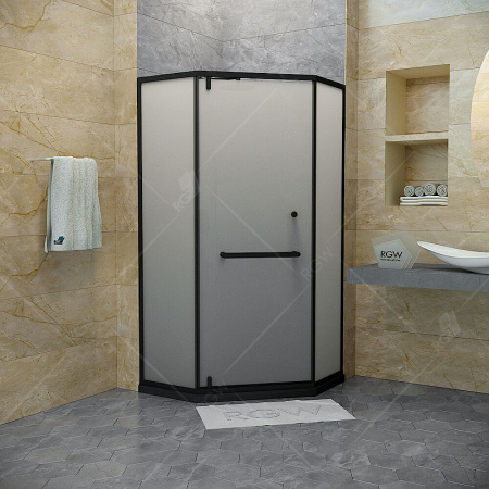 душевой уголок rgw hotel ho-084b 90×90 350608499-24 профиль черный, стекло матовое-сатинат