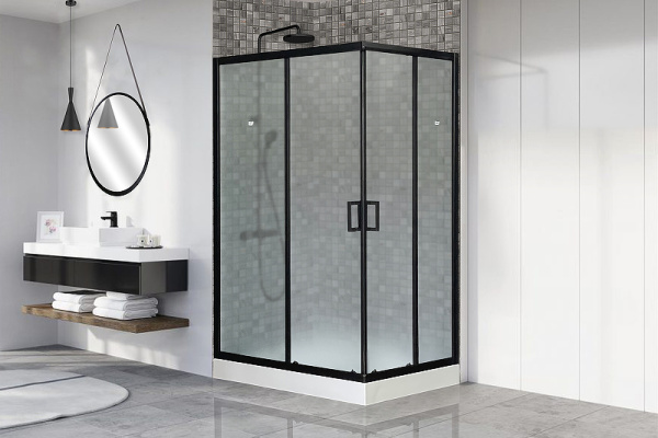 душевой уголок royal bath hp 120×80 rb8120hp-c-bl-l профиль черный, стекло матовое