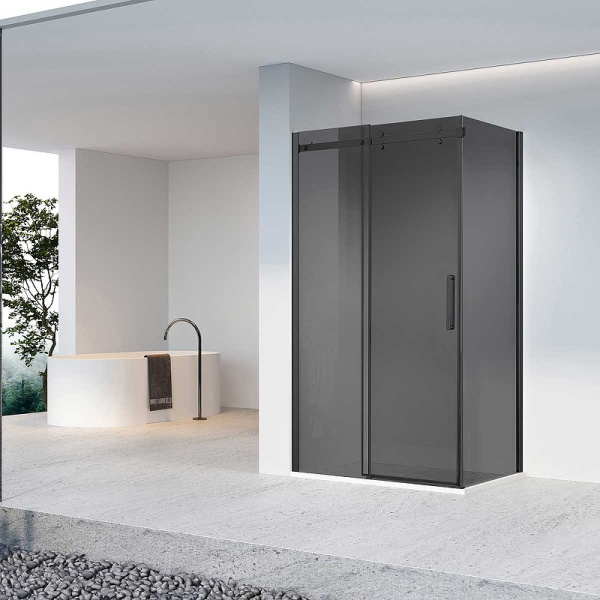 душевой уголок vincea como-n 140×90 vsr-4cn9014cgb профиль черный, стекло тонированное