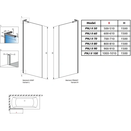 шторка для ванны radaway modo sl pnj ii 70 right 10316070-01-01r прозрачное