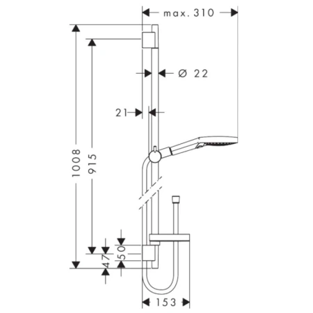душевой гарнитур hansgrohe raindance select s 120 3j powderrain/unica's puro 900 27667000