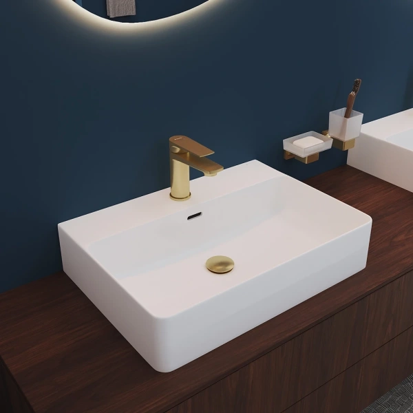 смеситель aqueduto linha lin0250 для раковины, золотой матовый