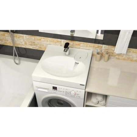 раковина paulmark stern pm700431 над стиральной машиной, 59.2x59.2 см, белая