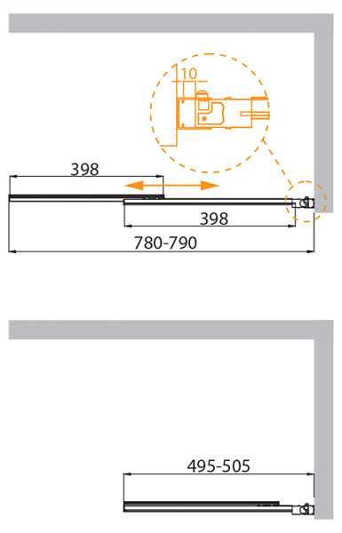 шторка на ванну cezares slider 80 slider-vf-11-80/150-c-cr профиль хром стекло прозрачное