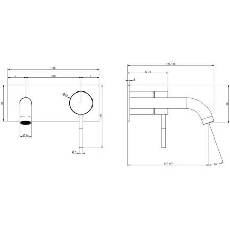 смеситель gessi gessi316 54088#707 для раковины, встраиваемый, внешняя часть, цвет шлифованное black metal pvd