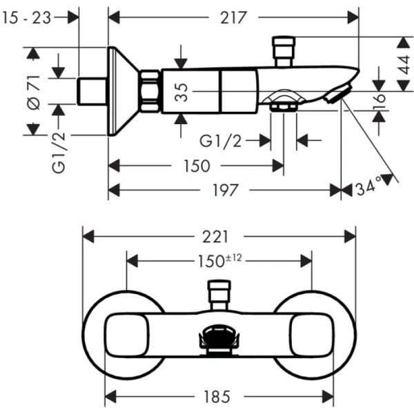 смеситель для ванны hansgrohe logis 71243000