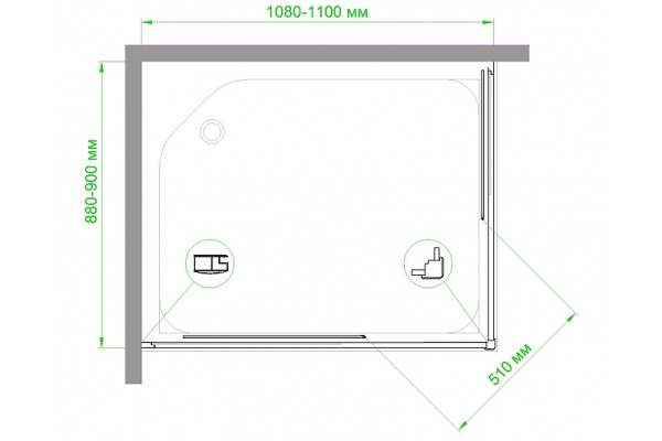душевой уголок royal bath hpd 110×90 rb9110hpd-c-bl профиль черный, стекло матовое
