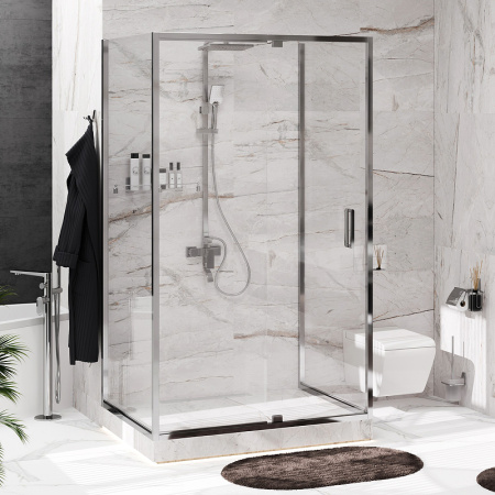 душевой уголок wasserkraft berkel 120×80 48p25 профиль хром, стекло прозрачное