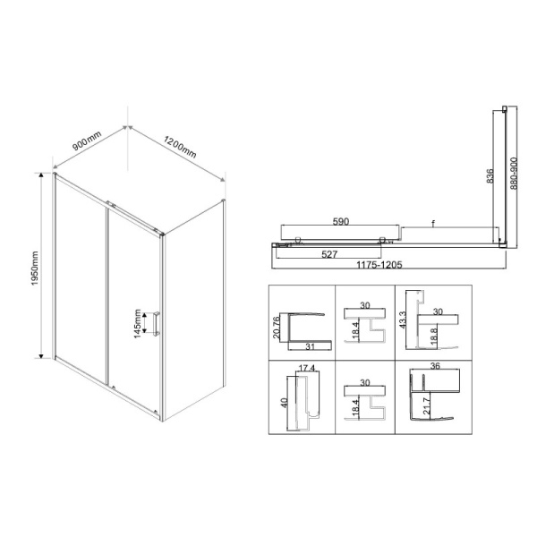 душевой уголок 120×90 см vincea city vsr-5ct9012mt текстурное