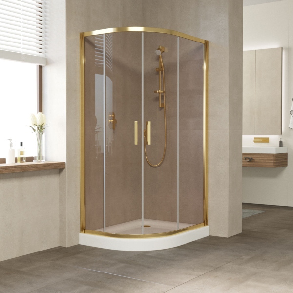душевой уголок vegas glass zs-f 100*90 09 05 профиль золото, стекло, стекло бронза
