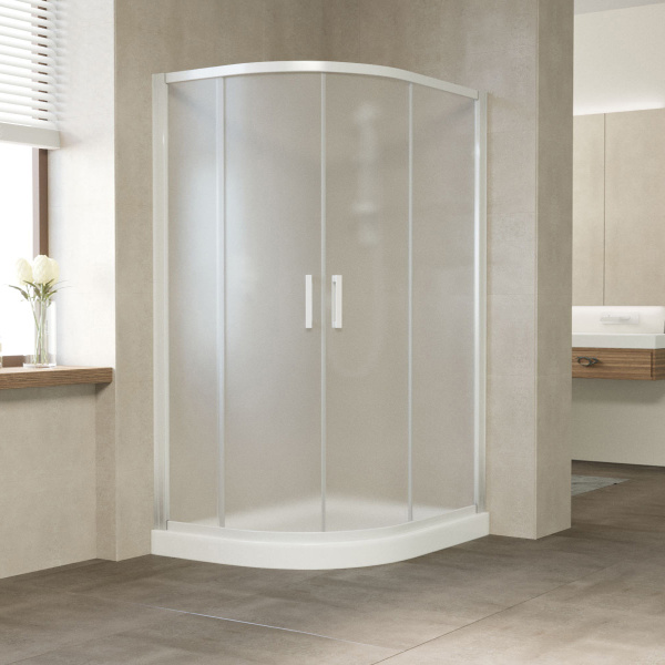 душевой уголок vegas glass zs-f 120*100 01 10 профиль белый, стекло сатин