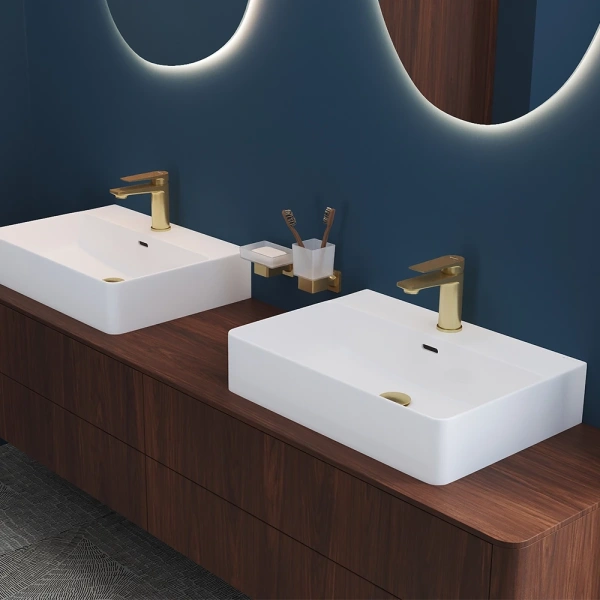смеситель aqueduto linha lin0250 для раковины, золотой матовый
