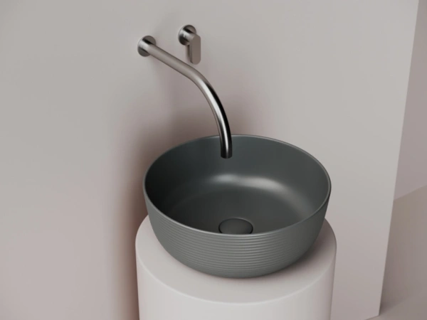 раковина ceramicanova element cn6073mdh накладная, ø35.6 см, антрацит матовый