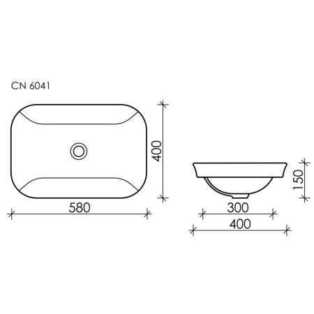 раковина ceramicanova element cn6041 встраиваемая, сверху, 58x40 см, белая