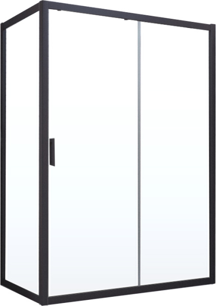 душевой уголок vegas glass zp+zpv novo 120*100 02м 01 профиль черный матовый, стекло прозрачное