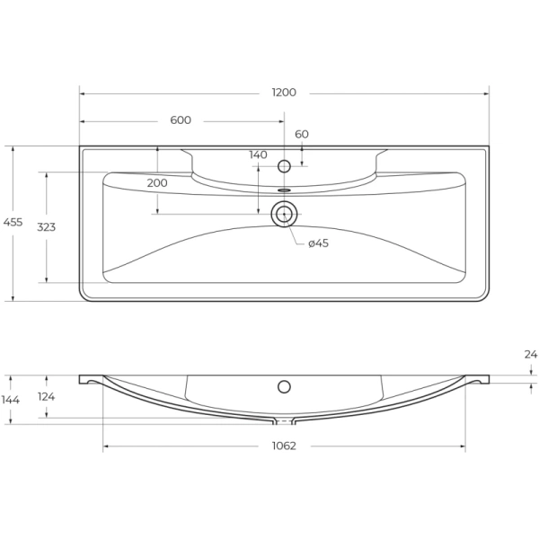 раковина belbagno 120 bb1200/455-lv-art-alr-nero черная матовая