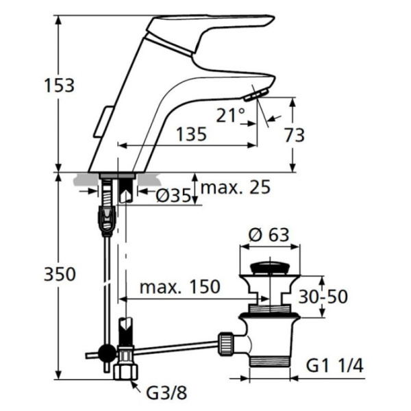 смеситель для раковины ideal standard ceramix blue a5646aa