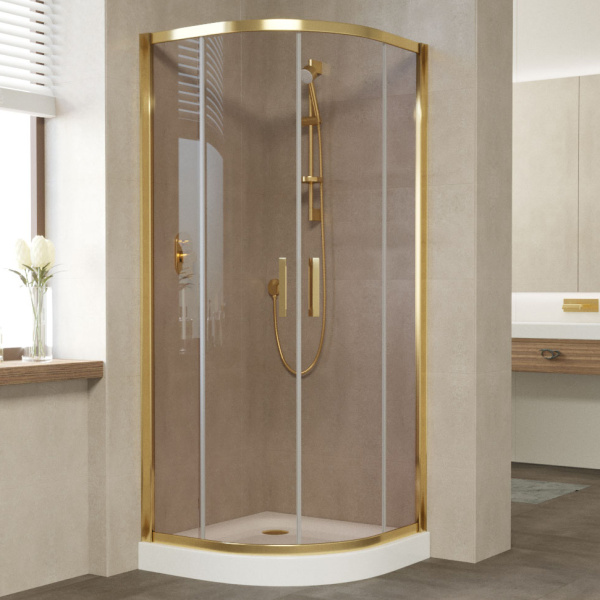 душевой уголок vegas glass zs 80 09 05 профиль золото, стекло, стекло бронза