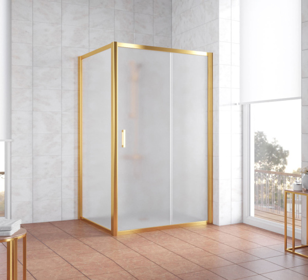душевой уголок vegas glass zp+zpv 120*100 09 10 профиль золото, стекло, стекло сатин