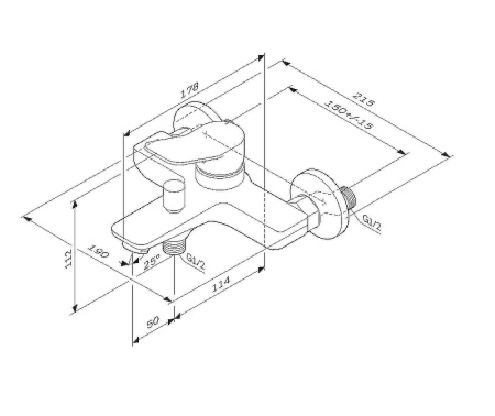 смеситель am.pm x-joy f85a10033 для ванны с душем, цвет белый