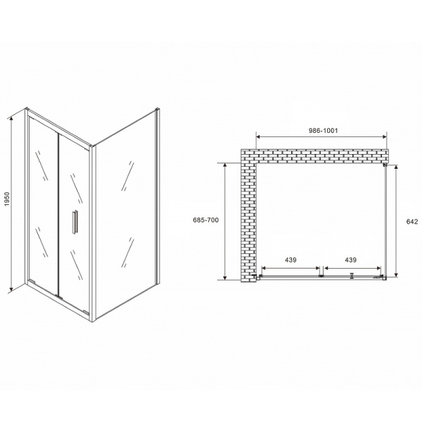 душевой уголок abber sonnenstrand 100х70 ag07100b-s70b профиль черный, стекло прозрачное