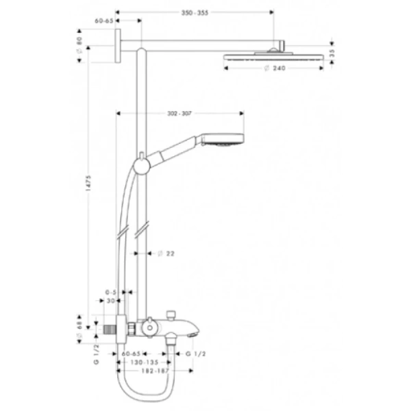 душевая система hansgrohe raindance showerpipe 240 27142000