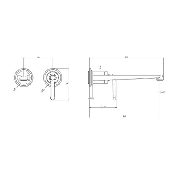 смеситель для раковины gessi venti20 65088#149, встраиваемый, цвет: finox brushed nickel