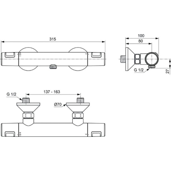 термостат для душа ideal standard ceratherm t25 a7201xg