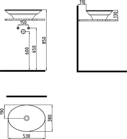 раковина накладная bien dune 71lg053b1