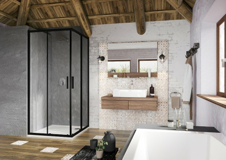 душевой уголок ravak blix blsrv2-90 90×90 x1lm70300z1 профиль черный, стекло прозрачное