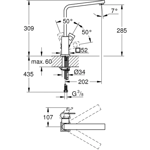 смеситель для кухни grohe eurocube 31255000