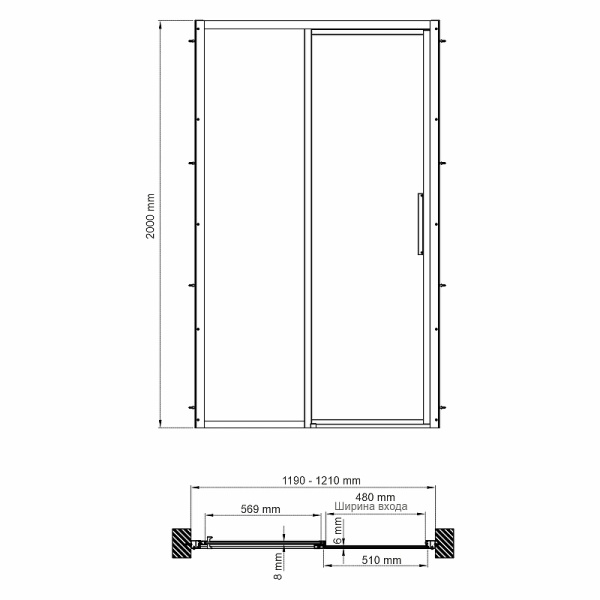душевая дверь wasserkraft lopau 120 32s05l профиль хром, стекло прозрачное