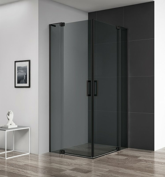 душевой уголок cezares slider 90x100 slider-ah-2-80/90-90/100-grigio-nero профиль черный матовый стекло тонированное