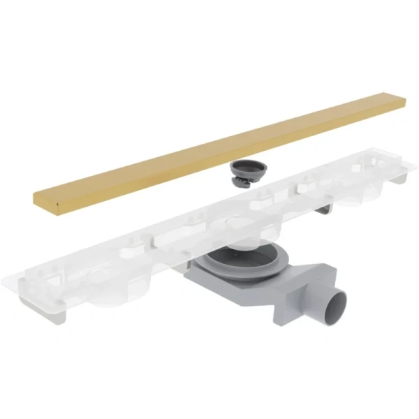 душевой трап (лоток) plumberia selection modular psm60ob 60 см, с решеткой, 2 в 1 под плитку, золотой матовый