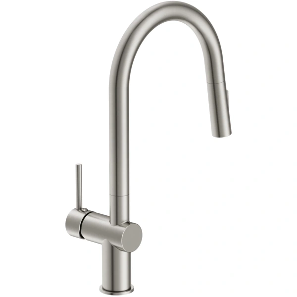смеситель для кухни cersanit brasko a68226 с выдвижным изливом, сатин смеситель для кухни cersanit brasko a68226 с выдвижным изливом, сатин