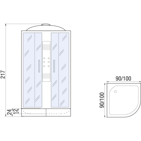 душевая кабина river temza 90x90x26 тн 10000001290 профиль матовый хром задняя стенка черная