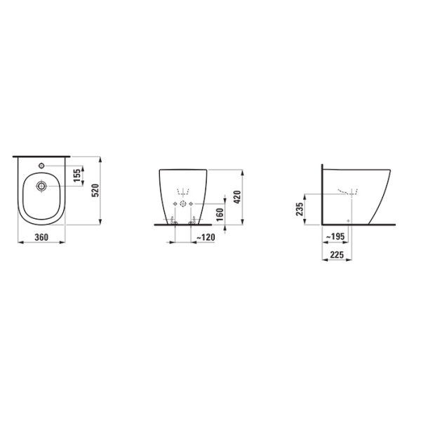 Laufen Laufen Lua Биде напольное 52x36xh42см, с 1отв., цвет: белый глянцевый